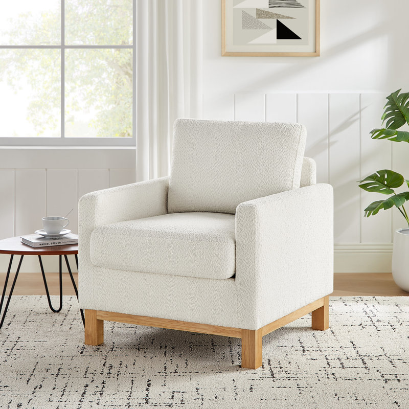 Fauteuil d'appoint 29,53 po Deodhar, Mélange de polyester blanc