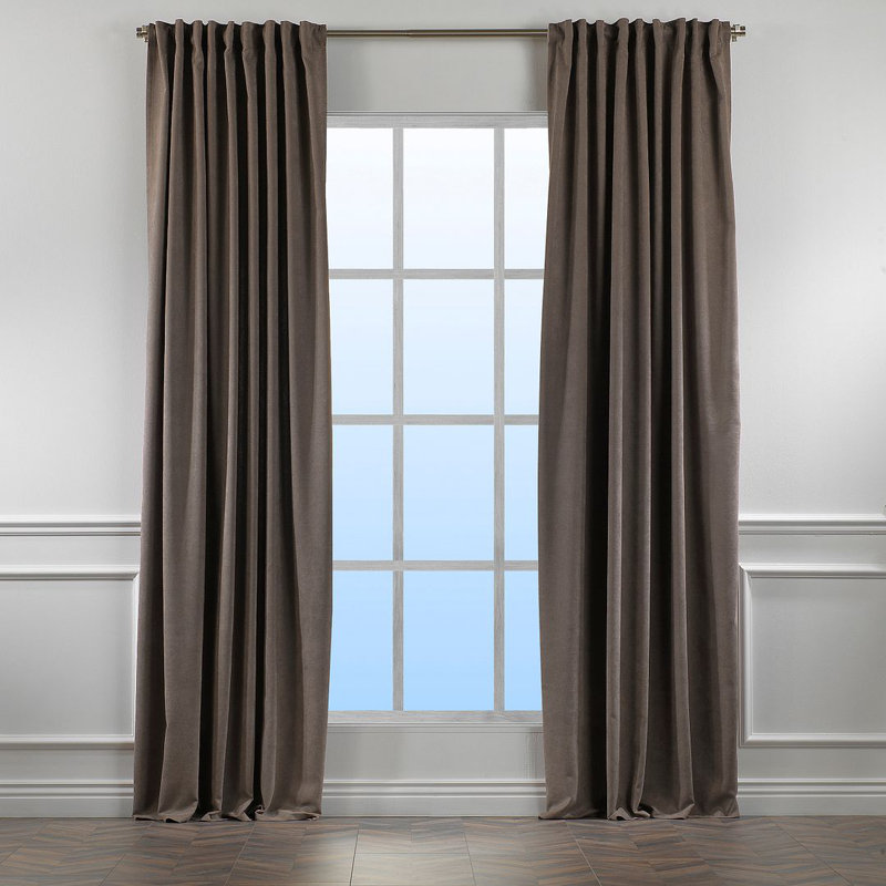 Lined Blackout Extra Long & Extra Wide Custom Made Decorative Single Panel, Light Brown, 52" W x 72" L