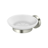 Deltana BBS2012-14 4-3/8" Diameter Sobe Series Frosted Glass Soap Dish With Mount Polished Nickel