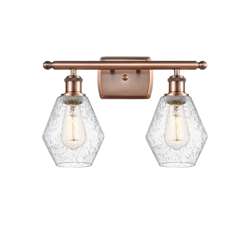 2 - Light Dimmable Vanity Light, Seedy, Antique Copper