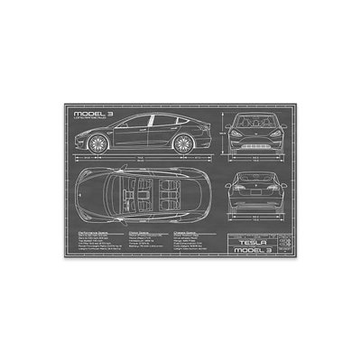 " Tesla Model 3 (Long Range RWD) Blueprint " by Action Blueprints