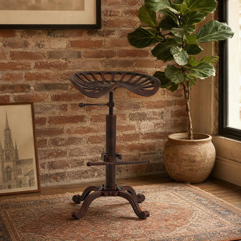Ensemble de 2 tabourets de bar industriels rustiques, Cuivre, 3