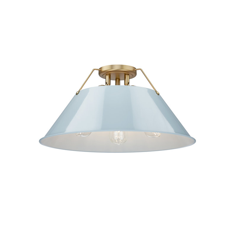 Plafonnier encastré 3 lumières Weatherford, Bronze champagne brossé, Bleu sombre