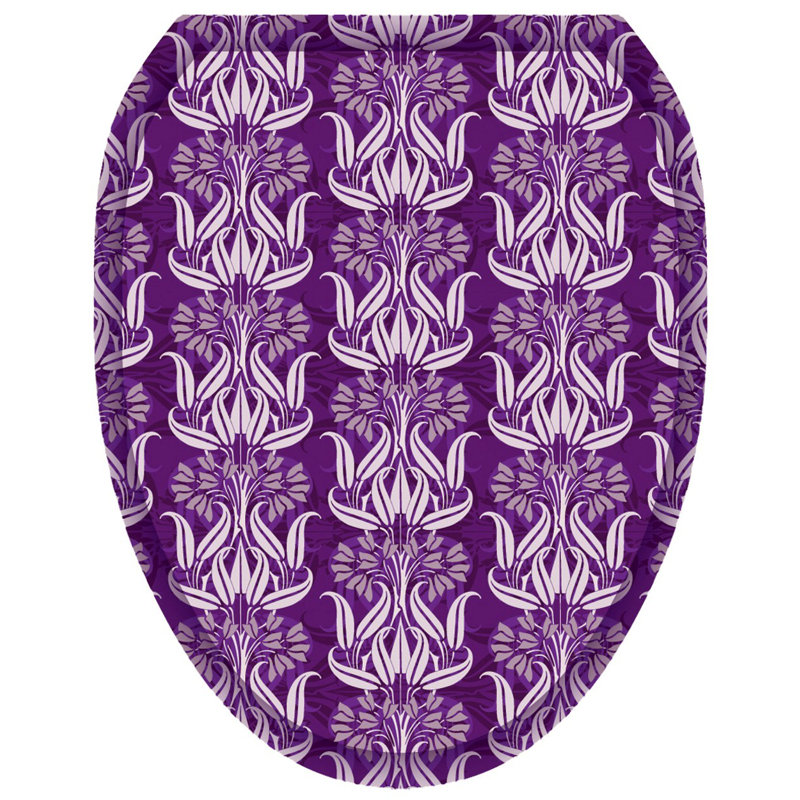 Adhésif décoratif pour siège de toilette Classic Bell Flowers, Allongé, Design prune