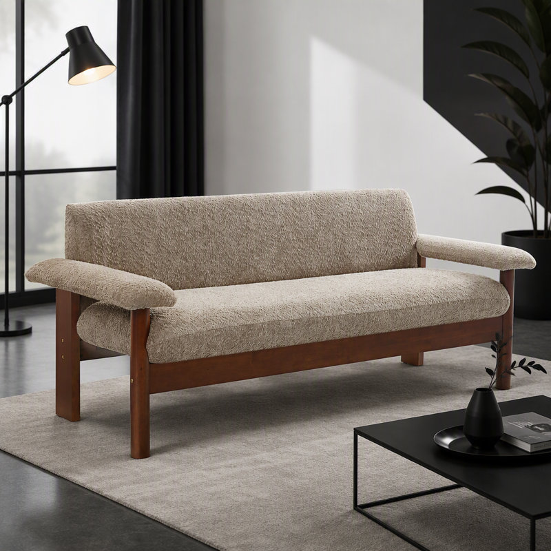 Canapé moderne à 2 places avec accoudoirs pour des espaces de vie compacts et un confort de tous les jours., Polyester brun