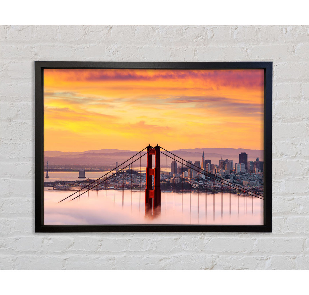 Sonnenuntergang Nebel Golden Gate Bridge - Einzelbildrahmen Kunstdrucke auf Leinwand