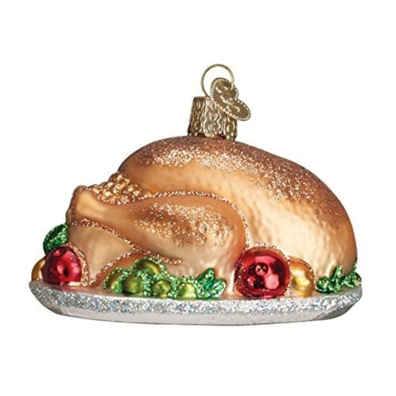 Old World Christmas Blown Glass Ornament for Christmas Tree, Turkey Platter