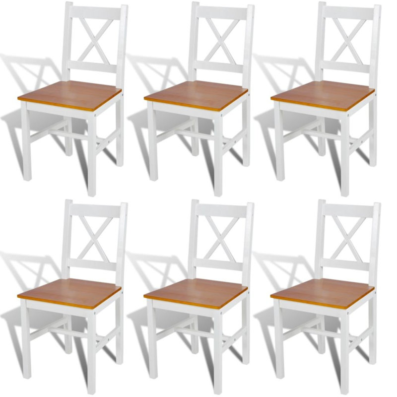 Chaise de salle à manger, Blanc / Brun, 6