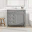 Meuble-lavabo 36 po avec lavabo supérieur, meuble-lavabo moderne avec 2 tiroirs et tiroir escamotable, meuble-lavabo simple-101530198