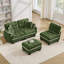 Canapé en forme de L en chenille avec 4 coussins, repose-pieds mobile et garniture capitonnée matelassée de conception ergonomique, canapé à assise profonde facile à assembler pour le salon, le bureau, un appartement, vert
