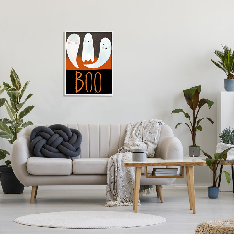 «Boo Halloween Festive Expression», impression sur toile, Giclée encadrée blanc bord de mer, H 30 po x l 24 po x P 1,5 po
