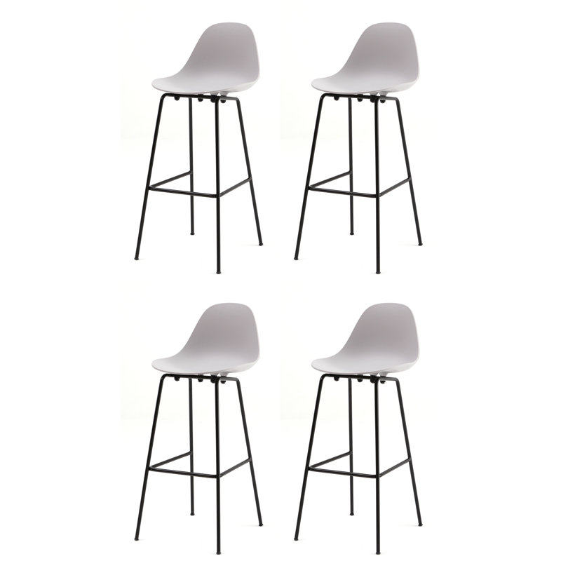Tabouret de comptoir TA - Noir - Base noire, Gris froid, Tabouret de bar (siège d'une hauteur de 29,5 po), Noir