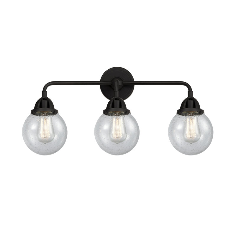 Éclairage pour meuble-lavabo de salle de bain 3 lumières 24 "Shacon 2 Beacon 6", Noir mat, Incandescente