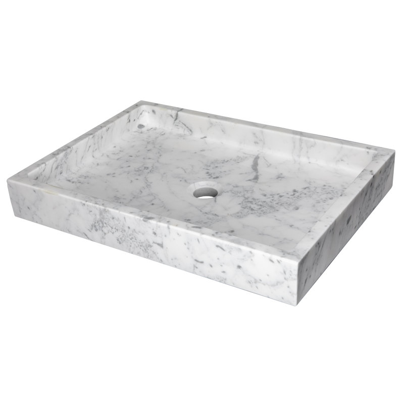 Eden Bath 16'' White/Gray Stone Rectangular Bathroom Sink