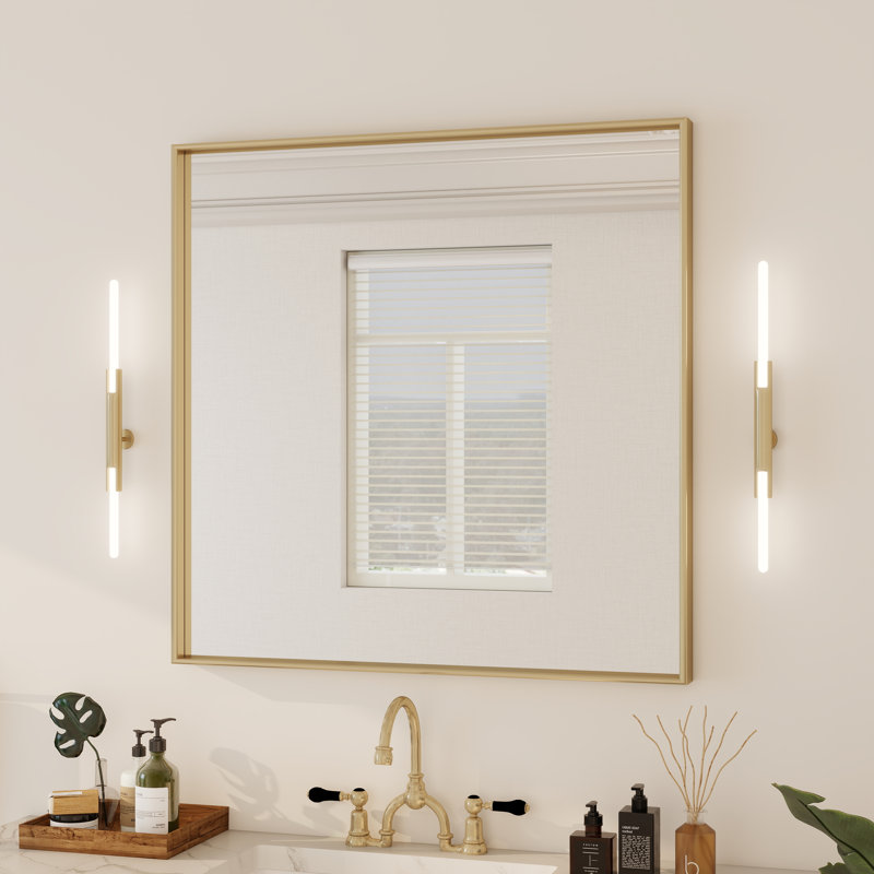 Miroir rectangulaire de salle de bain mural, Carrée, 36 po x 36 po