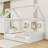 Full Size Upholstered House-Shaped Daybed with Touchable LED Lighting and Slats-1926660187