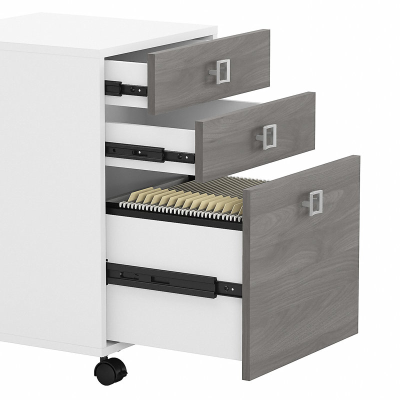 Classeur mobile à 3 tiroirs Echo, Blanc pur / gris moderne