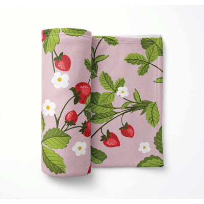 Strawberries Ultra Plush Velveteen Fleece Blanket