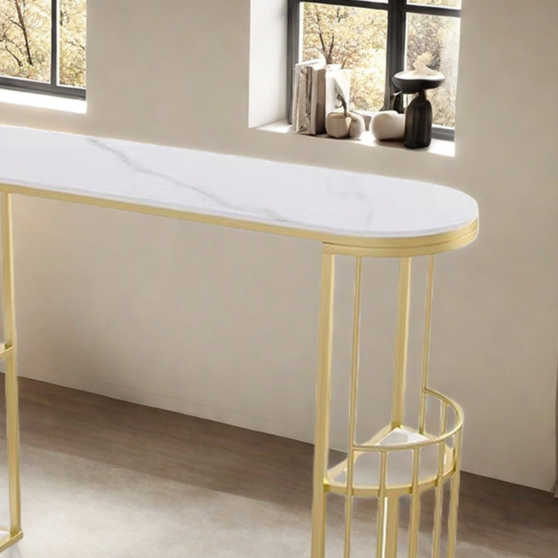 Tables et chaises de bar de cuisine modernes, H 40,9 po x L 78,7 po x l 15,7 po, Gris / Noir, Doré
