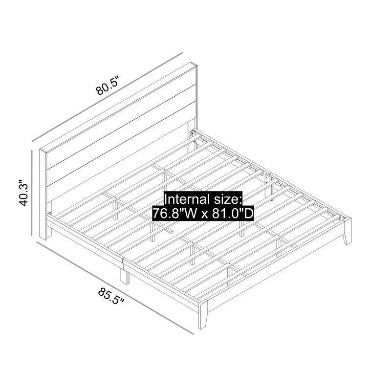 Allyannah Levison Platform Bed With Headboard, King, Black Oak