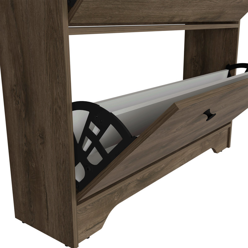 Shoe Rack, Superior Top, One Open Shelf, Two Extendable Shelves