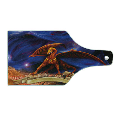 Ambesonne Dragon Tempered Glass Cutting Board Dragon Knight Cosmos Blue Cinnamon
