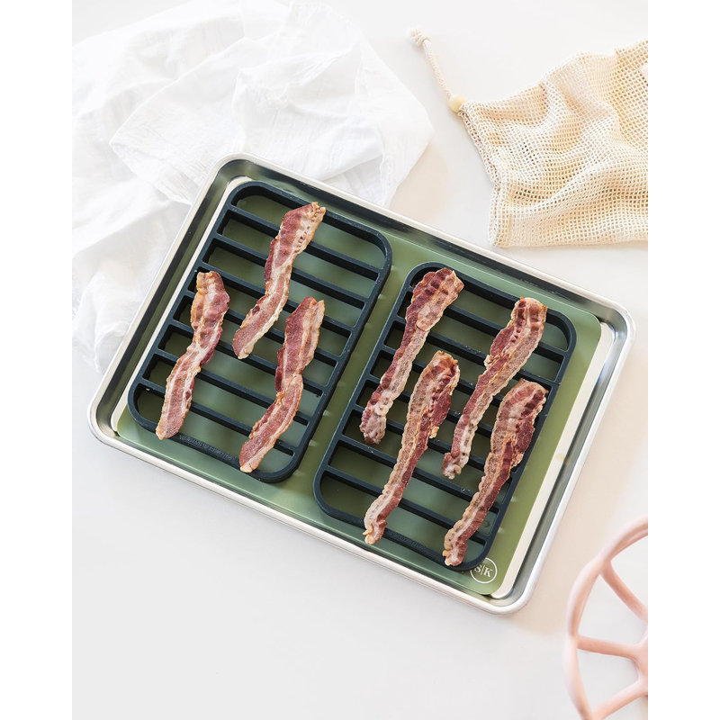 Paquet de 2 grilles à rôtir en silicone bleu marine rétro, grilles de cuisson antiadhésives résistantes à la chaleur pour four