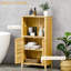 Cabinet par - Utilisez l'espace de salle de bain et de salon avec plusieurs portes à tablettes, rangement de plancher naturel