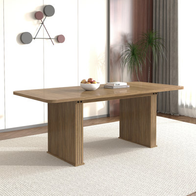 Table de salle à manger extensible en bois avec double piédestal robuste