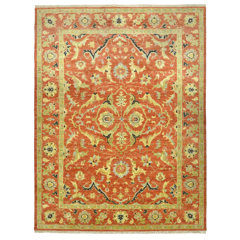 Tapis en laine noué à la main Rust Heriz, Rectangle 11 pi 10 po x 17 pi 10 po