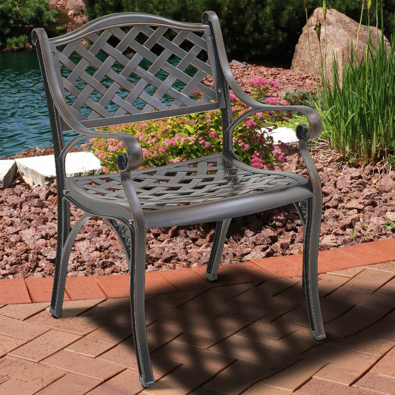 Chaise d'extérieur en fonte d'aluminium, Brun