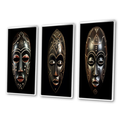«Ethnical Traditional African Mask II», 3 pièces sur toile