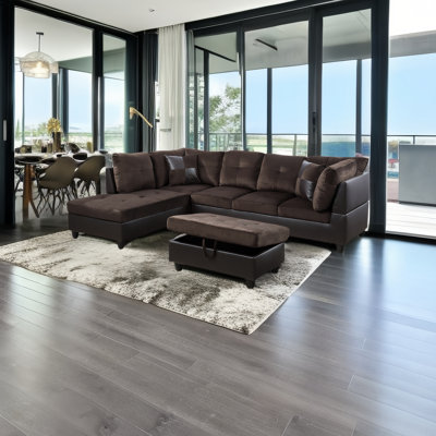 Canapé modulaire rembourré en L avec repose-pieds Alantae