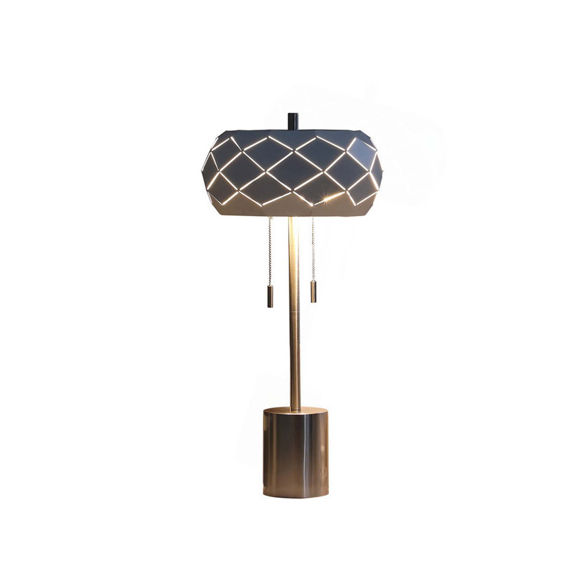 28" In Legeme Mid Century Danish 2-Light Steel Pull Chain Table Lamps