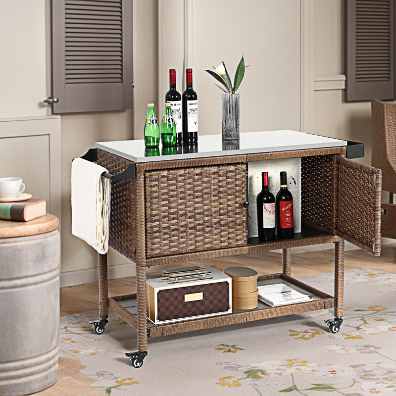 Outdoor Bar Cart With Wheels