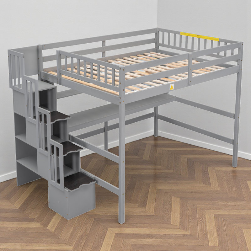 Ghansyam Full Loft Bed with Built-in-Desk by Harriet Bee, Gray