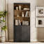 Bibliothèque moderne de 72 po de hauteur avec portes et tablettes réglables, bibliothèque avec armoire de rangement et tablettes ouvertes, bibliothèque en bois pour bureau à domicile, salon-1329509332-1088858786