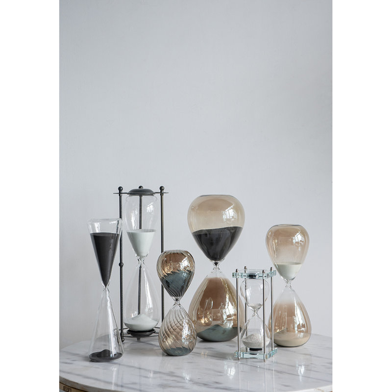 Triangular Shape 90 Minute Hourglass  4.5" x 4.5" x 15.5"  Gray/Black