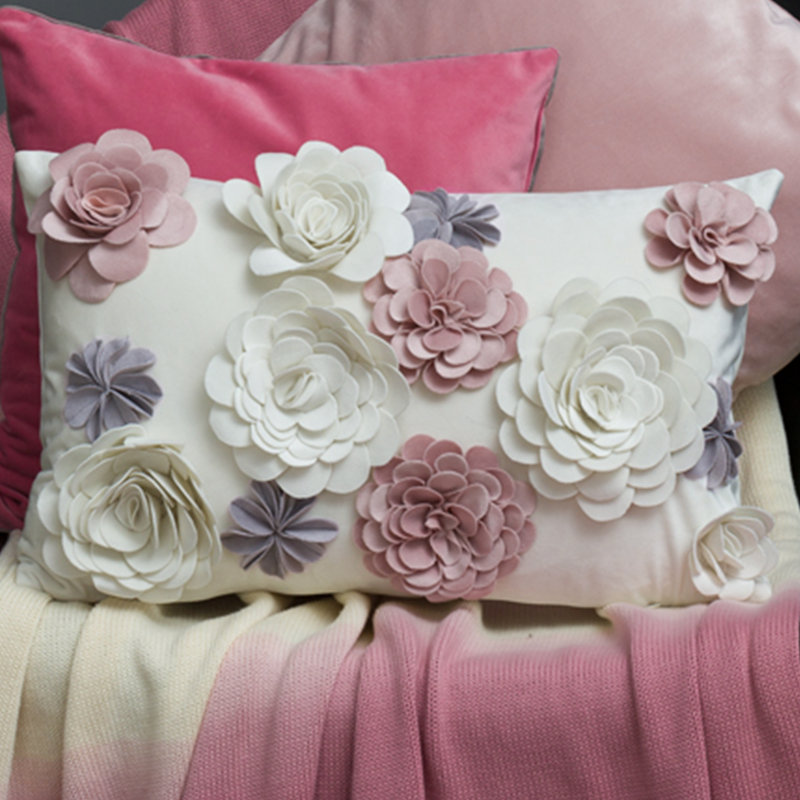Housse de coussin 3D Floral, Rose
