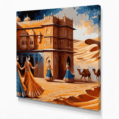 Cities Rajasthan India Brown Canvas Wall Art