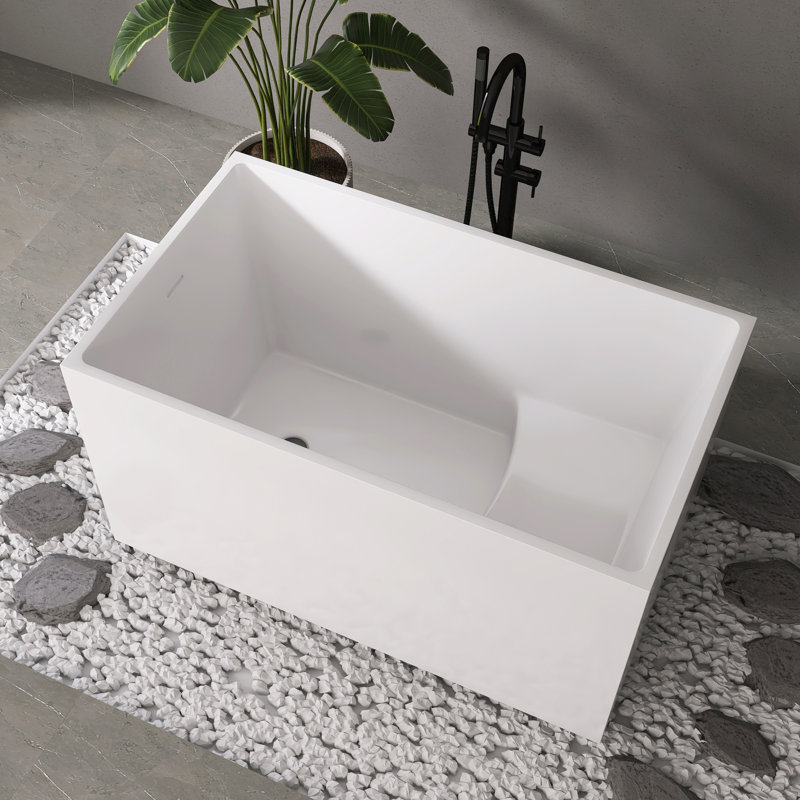 Baignoire de trempage autoportante en acrylique avec siège 47 po Fslefay