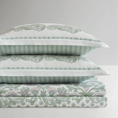 Piece Bedding Sets, King Cal King Cotton Rich Green Floral Duvet Set