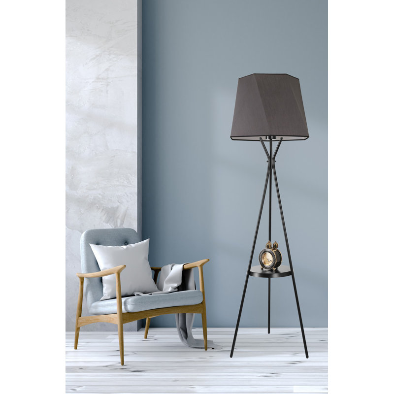 Gyulnara 165cm Tray Table Floor Lamp, Dark Grey