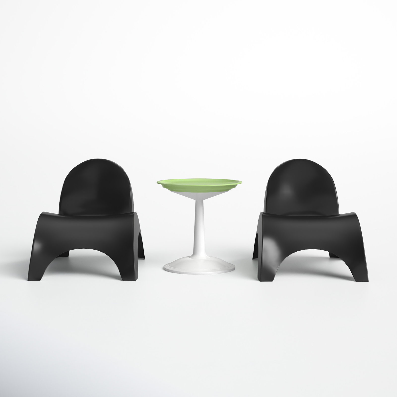Ameswood Plastic Chaise Lounge Set with Table, Black/Green