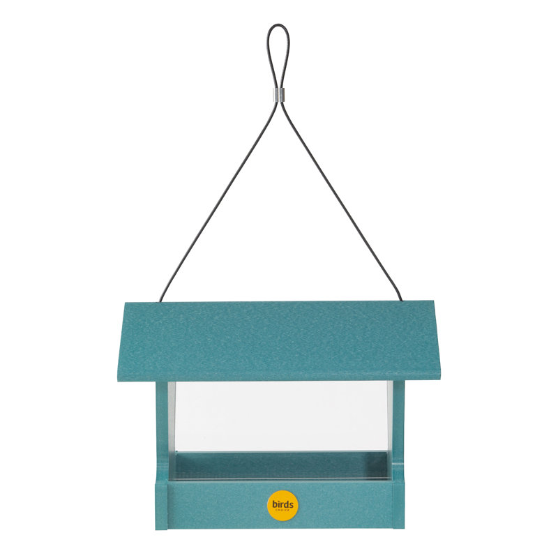 Mangeoire à oiseaux en plastique recyclé, H 8 po x l 11 po x P 8,75 po, Bleu lac