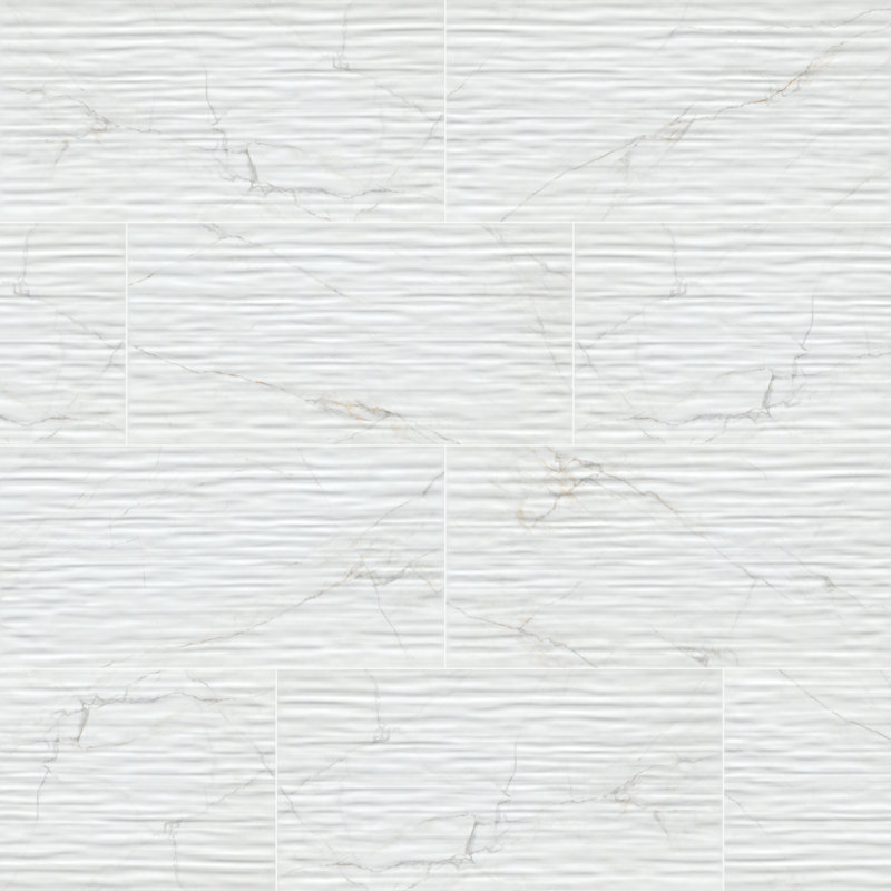 Linea 12 in. x 24 in. Glossy Ceramic Wall Tile, Venatino Blanca