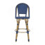 Ensemble de 2 tabourets de bar 29,5 po d'extérieur en rotin PE et aluminium français, finition bleu marine et bambou-2033567409