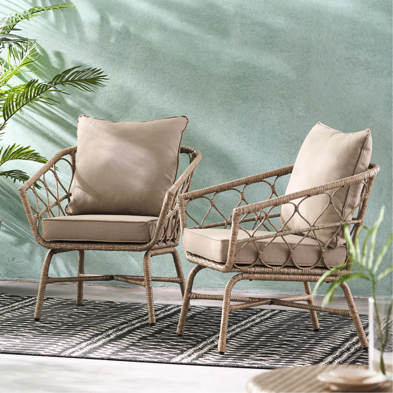 Style Outdoor Seating - , Upholstery, 27.89"W X 26.93"D 29.49"H, Assembly Required With Woven Spill- 26.93"W 27.89"D Included