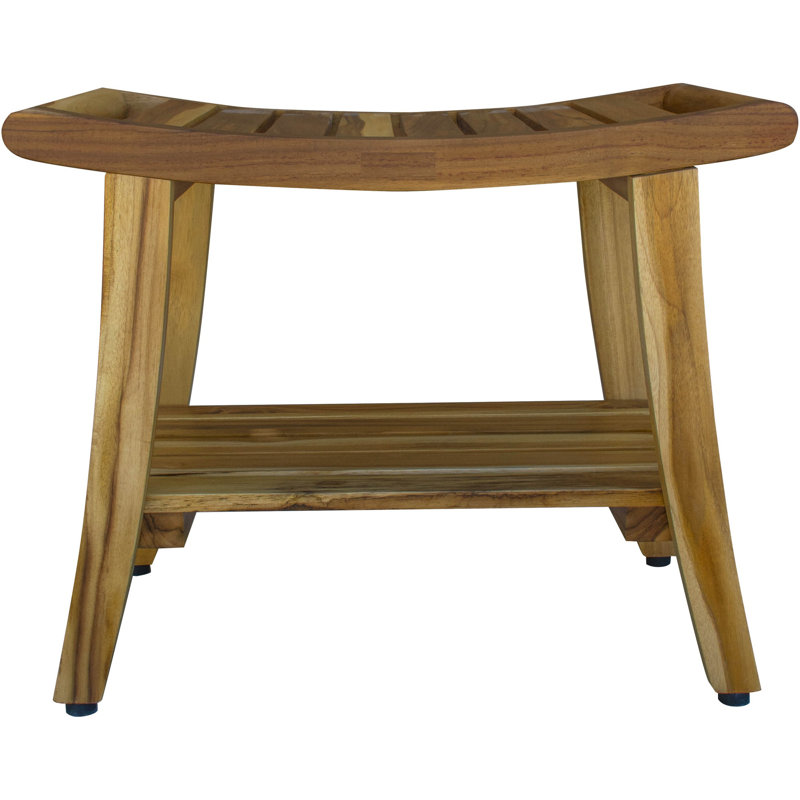 Banc de douche rectangulaire en bois massif avec tablette Ripley EcoDecors, H 20 po x l 24 po x P 14 po, Naturel