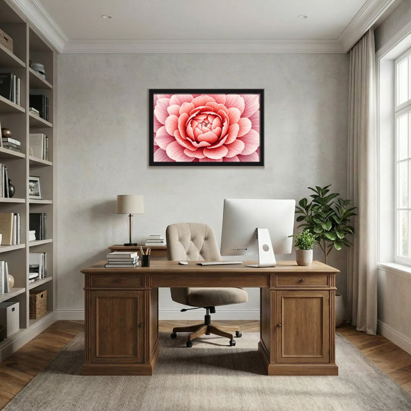 Plantes et fleurs, rose, motif floral, H 12 po x l 18 po